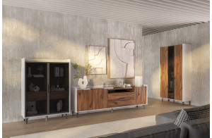 Гостиная Модена Белая/Дуб Элисон