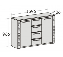 Широкий комод 1400 Элана, цвет Бодега белая